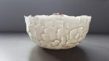 Load image into Gallery viewer, Handcarved white bowl made from stoneware bone china with real gold finish, ring dish