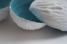 Load image into Gallery viewer, Big walnut shells from stoneware porcelain with blue interior and real gold - ring dish