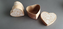 Load image into Gallery viewer, Fine Bone china walnut with a heart shape gift box in kraft colour and white printed motifs. Valentine's Day