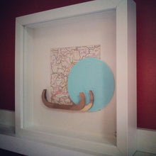 Load image into Gallery viewer, Square white box frame with vintage Italian map (mixed media). ''The Italian Job''.