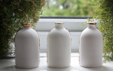 Load image into Gallery viewer, White and gold bottle. English fine bone china medium bottle with real gold - bud vase