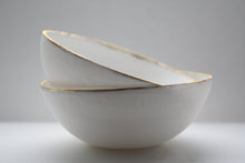 Load image into Gallery viewer, English fine bone china stoneware bowl with mat gold rims.