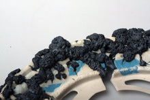 Load image into Gallery viewer, Round frame in blue & white stoneware limoges porcelain and melted metal