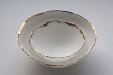 Load image into Gallery viewer, Set of 2 English fine bone china miniature nesting stoneware bowls with real gold