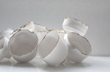 Load image into Gallery viewer, Japanese inspired small ornamental cup handmade from English fine bone china with a real gold rim