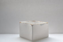 Load image into Gallery viewer, Big snow white cube made from English fine bone china and real gold rims - geometric decor