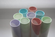 Load image into Gallery viewer, Tube vase made from English fine bone china in 4 pastel colours - bud vase