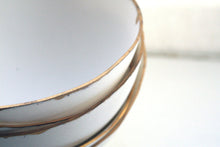 Load image into Gallery viewer, English fine bone china stoneware bowl with mat gold rims.