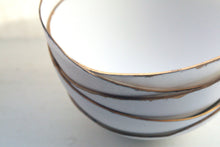 Load image into Gallery viewer, English fine bone china stoneware bowl with mat gold rims.