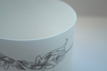 Load image into Gallery viewer, White candle holder. Fine white bone china stoneware vessel or tealight holder with a black motif.