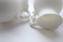 Load image into Gallery viewer, Mini jug made from pure white fine bone china and mother of pearl rim and handle in stoneware