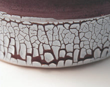 Load image into Gallery viewer, Handthrown earthenware vessel with unique texture and powder effect in red color