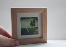 Load image into Gallery viewer, Nature miniature photography - Brown butterfly on green leaf
