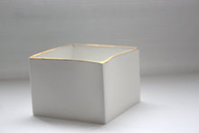 Load image into Gallery viewer, Big snow white cube made from fine bone china and real gold rims - geometric decor