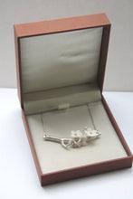Load image into Gallery viewer, Summer blossom solid sterling silver necklace with porcelain flowers - silver twig necklace