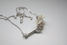 Load image into Gallery viewer, Summer blossom solid sterling silver necklace with porcelain flowers - silver twig necklace