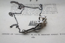 Load image into Gallery viewer, Summer blossom antique oxidized solid sterling silver necklace with porcelain flowers cherry