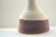 Load image into Gallery viewer, Abstract chunky small earthenware ceramic bottle with red glaze, hand thrown