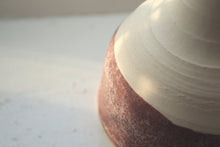 Load image into Gallery viewer, Abstract chunky small earthenware ceramic bottle with red glaze, hand thrown