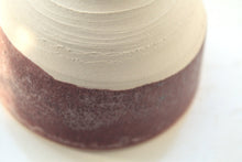 Load image into Gallery viewer, Abstract chunky small earthenware ceramic bottle with red glaze, hand thrown