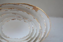 Load image into Gallery viewer, Stoneware fine bone china bowls with real gold in 7 differnt sizes. Ring dish