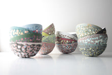 Load image into Gallery viewer, English fine bone china stoneware bowl with a unique textured surface in 2 sizes. Amoeba bowl No1.