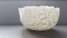 Load image into Gallery viewer, Handcarved white bowl made from stoneware bone china with real gold finish, ring dish