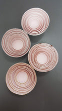 Load image into Gallery viewer, Set of 7 stoneware fine bone china nesting bowls in dusty pink and white with various finishes.