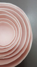 Load image into Gallery viewer, Set of 7 stoneware fine bone china nesting bowls in dusty pink and white with various finishes.