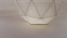 Load image into Gallery viewer, Geometric faceted polyhedron white candle holder made from fine bone china with real gold finish