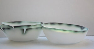 Pure white English fine bone china stoneware bowl with black rims