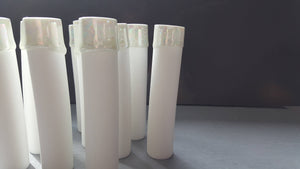 Decorative thin tall mini vase made out of stoneware fine bone china and mother of pearl finish