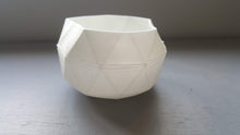 Load image into Gallery viewer, Geometric faceted polyhedron white candle holder made from stoneware bone china with organic finish - geometric decor - tealight holder