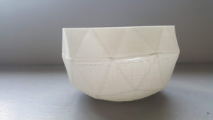 Geometric faceted polyhedron white candle holder made from stoneware bone china with organic finish - geometric decor - tealight holder