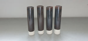 Decorative thin tall mini vase made out of stoneware porcelain with glossy brown glaze - bud vase limited edition