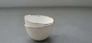 Miniature snow white vessel in pure white or real gold finish made from English fine bone china - limited edition