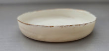 Load image into Gallery viewer, Stoneware Parian porcelain jewelry dish in shades of white with gold rims - trinket dish - ring dish