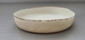 Stoneware Parian porcelain jewelry dish in shades of white with gold rims - trinket dish - ring dish