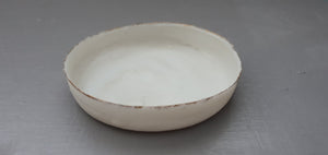 Stoneware Parian porcelain jewelry dish in shades of white with gold rims - trinket dish - ring dish