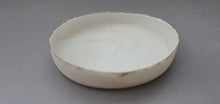 Load image into Gallery viewer, Stoneware Parian porcelain jewelry dish in shades of white with gold rims - trinket dish - ring dish