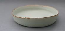 Load image into Gallery viewer, Stoneware Parian porcelain jewelry dish in pale green almost grey with gold rims - trinket dish - ring dish