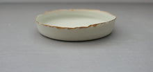 Load image into Gallery viewer, Stoneware Parian porcelain jewelry dish in pale green almost grey with gold rims - trinket dish - ring dish