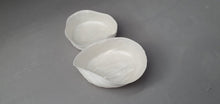 Load image into Gallery viewer, Ring holder duo. Big walnut shells made from stoneware fine bone china with mat mother of pearl interior - iridescent, ring dish