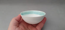 Load image into Gallery viewer, Stoneware English fine bone china vessel with light blue mother of pearl interior rims- iridescent