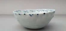 Load image into Gallery viewer, Porcelain ring dish. Pale grey marble look fine bone china bowl with glazed rims and blue like droplets - ring dish - ring holder