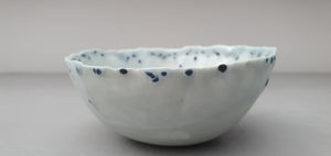Porcelain ring dish. Pale grey marble look fine bone china bowl with glazed rims and blue like droplets - ring dish - ring holder