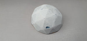 Geometric faceted polyhedron bowl in pastel blue made from stoneware Parian porcelain with real gold finish -  geometric decor