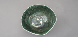 Shades of white bowl made from stoneware fine bone china with green glazed interior
