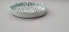 Load image into Gallery viewer, Stoneware Parian porcelain jewelry dish in shades of grey with dark blue dots interior - trinket dish - ring dish