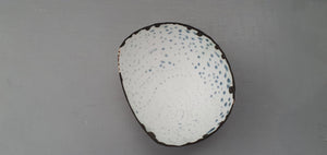 Ring dish. Stoneware English fine bone china vessel with a touch of blue.